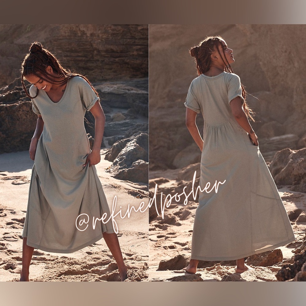 💚Free People Beach Meadow Tee Dress Misty Green